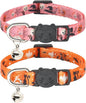 Halloween Cat Collar, 2 Pack, Breakaway Cute Cat Collar with Bells, Halloween Pink