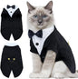 DENTRUN Cat Tuxedo Outfit, Sphynx Cat Costume Formal Suit with Bow Tie, Stylish Cat Shirt Fashion Apparel Fancy Clothes, Kitten Formal Attire Wedding Onesie Costume for Cats Only