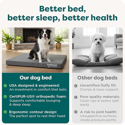 Furhaven Water-Resistant Orthopedic Dog Bed for Large/Medium Dogs w/ Removable Washable Cover, For Dogs Up to 55 lbs - Indoor/Outdoor Logo Print Oxford Polycanvas Mattress - Forest, Large