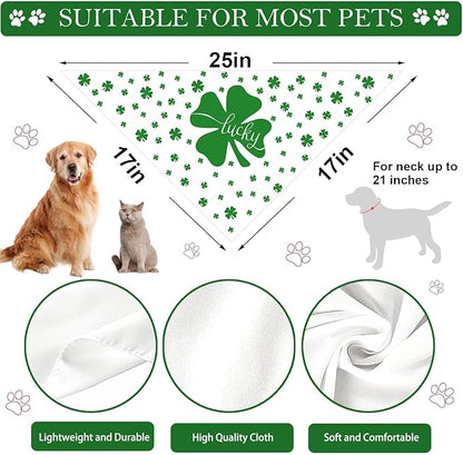 St. Patrick's Day Dog Bandana, 2 Pack Adjustable Holiday Party Pets Saint Patrick Day Bandana Triangle Bibs Lucky Cat Scarf Set