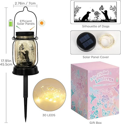 kyoryuger Dog Solar Lanterns Retriever Dog Solar Lights Golden Retriever Gifts for Women Men Dog Lovers Gifts Decorative Hanging Dog Lanterns with Stake for Yard Garden Decor Outdoor Dog Light