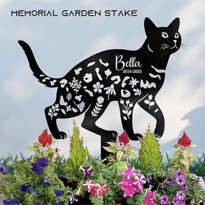 Custom Cat Grave Markers Outdoor - Personalized Cat Metal Memorial Plaque with Stake for Cemetery, Garden or Yard Decor - Waterproof Tombstone, Pet Loss Sympathy Gifts