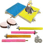 Hamiledyi 8 PCS Bird Perch Stand Toy Wood Parrot Paw Grinding Stick Perch Stand Platform Parakeet Cage Accessories Exercise Toys for Budgies Cockatiel Conure
