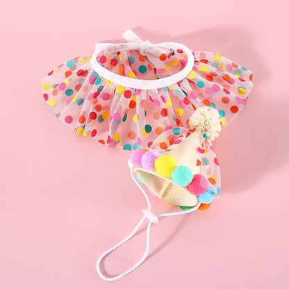 Cat Dog Princess Costumes Puppy Cat Birthday Bandana Scarf and Party Hat Cute Lace Dog Bib Scarf and Christmas Hat Doggy Birthday Party Decorations Set