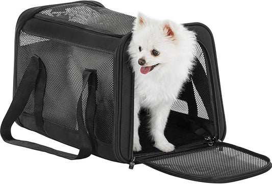 19 x 12 x 12 Large Cat Car Carrier – Roomy Escape-Proof Cat Car Seat for Safe Driving, Lockable Zippers & Safety Tether, Soft-Sided Travel Carrier for Road Trips & Vet Visits