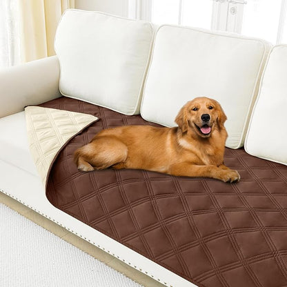 Smiry Waterproof Dog Bed Cover Blanket 40x80, Soft Reversible Pet Blanket, Washable Leakproof Cats Dogs Couch Cover for Sofa, Couch, Furniture, Brown/Beige