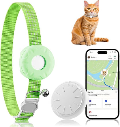 Cat Tracker, Lightweight Pet Tracker for Cats, Cat GPS Tracker Compatible with Apple Find My App(Only iOS), Waterproof, Real-Time Tracking, No Monthly Fee, Smart Alerts