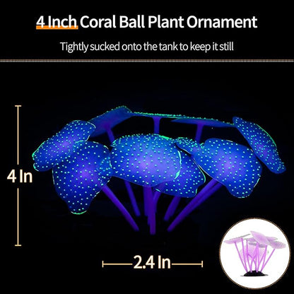 Uniclife 4 Pack Fish Tank Decorations Glowing Effect Aquarium Décor Small Silicone Artificial Jellyfish Coral Plant Ornament