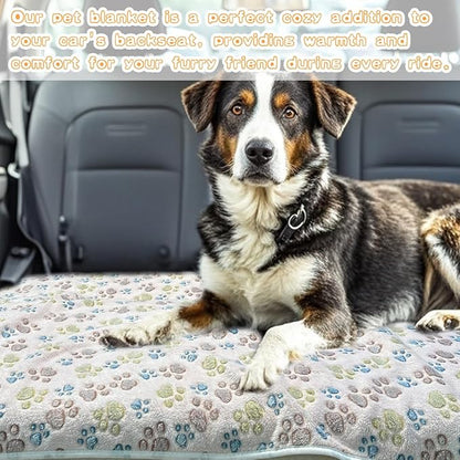 Dog Blankets for Large Dogs, 3 Pcs Dog Blanket Washable, Soft Fluffy Flannel Pet Blanket Mat Cover for Bed Couch, Cute Print Puppy Blanket 60" x 50"