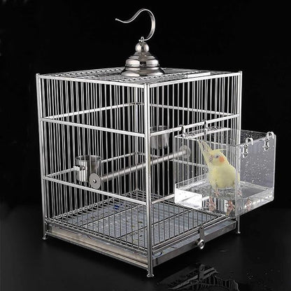 Big Bird Bath Cage, Cleaning Pet Supplies Cockatiel Bird Bathtub with Hanging Hooks for Birds Lovebirds Cockatiels Canaries Sun Conures for Most Birdcage