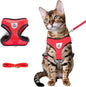 shudyear Summer cat Chest Harness and Leash, Anti-Escape Adjustable Soft mesh cat Leash and Chest Harness Set for All Types of Cats cat Vests (Size L,Red)