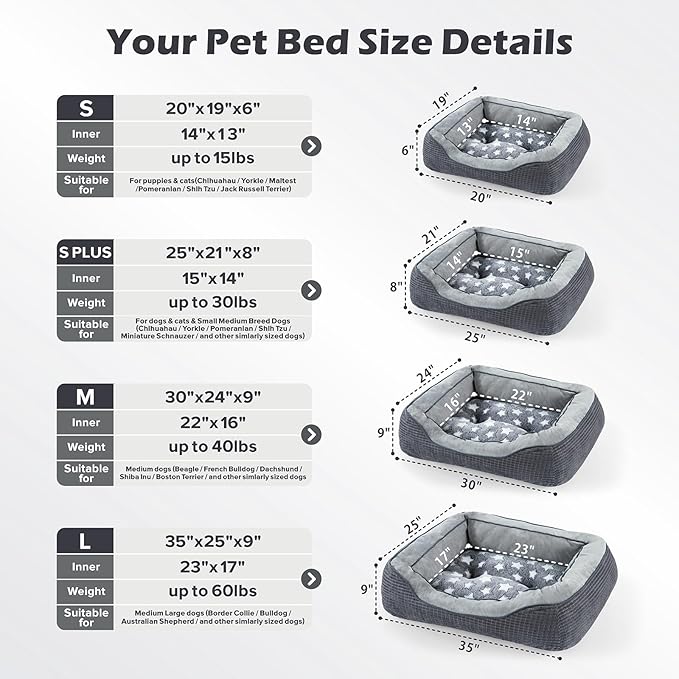 SIWA MARY Dog Beds for Small Medium Large Dogs & Cats. Washable Pet Bed, Orthopedic Dog Sofa Bed, Soft Calming Sleeping Warming Puppy Bed (Star-Grey, Medium-(25’’x 21’’x 8’’))