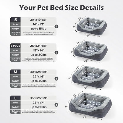 SIWA MARY Dog Beds for Small Medium Large Dogs & Cats. Washable Pet Bed, Orthopedic Dog Sofa Bed, Soft Calming Sleeping Warming Puppy Bed (Star-Grey, Medium-(25’’x 21’’x 8’’))