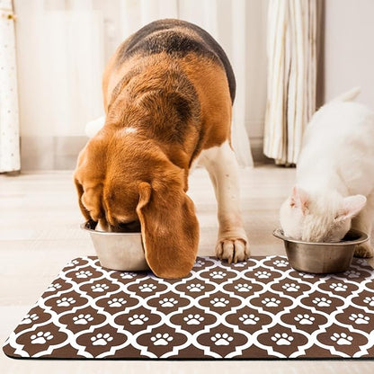 Dog Food Mat 12X20 Inch Pet Feeding Absorbent Mats for Floor Cat Water Bowl Placemats Non-Slip Washable Dog Mat for Food and Water