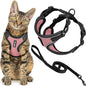 Voyager Escape-Proof Step-in Lock Cat Harness & 5ft Neoprene-Handle Leash Set All-Weather Mesh with Reflective Stitching for Small to Large Cats by Best Pet Supplies, Black Trim-Pink (327), XS