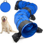 28 in 18 Foot Blue Extra Large Dog Agility Tunnel with Sandbags Dogs Agility Training Equipment Tunnel with 4 Pack Sandbags Carry Bag and 4 Ground Spikes for All Medium and Large Dogs