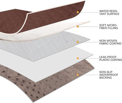 Luciphia 100% Waterproof Couch Cover Blanket for Dogs Anti-Slip Pet Couch Protector Sofa Mat Puppy Cat Blanket with Non-Slip Bottom, Coffee Brown, 40x50 Inch
