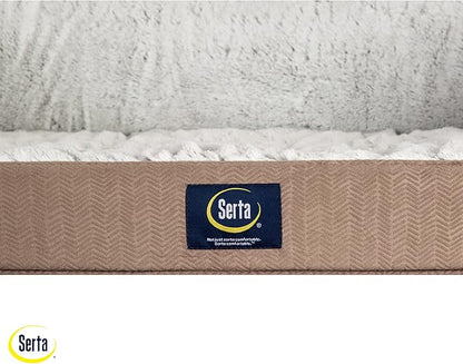 Serta Orthopedic Quilted Couch Dog Bed for Pets – Chocolate Brown (Large)