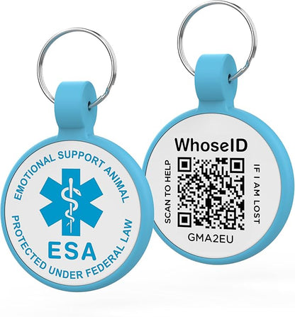ESA Dog Tag, QR Code Dog Tag, Modifiable Free Pet Online Profile, Scannable QR Code, Scan QR Send Instant Location Alert Email, Silicone Lightweight ID Tag for Dog and Cat (Blue, Small)