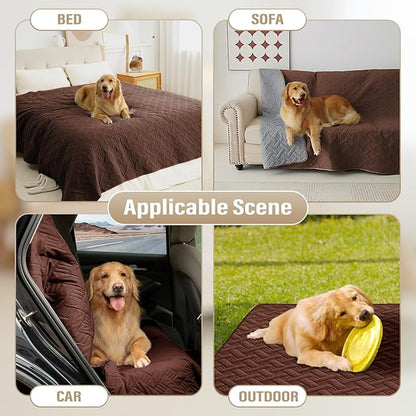 BOCTOPUG Dog Bed Cover for Pets Blankets Rug Pads for Couch Protection Waterproof Bed Covers Dog Blanket Furniture Protector Reusable Changing Pad (Dark Grey+Brown, 82"x102")
