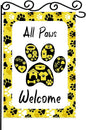 ALL Paws Welcome Garden Flag,Welcome to Cute Dog House Vertical Double Sided Outdoor Decor,Welcome Dog Summer Garden Flag.12 x 18 Inch