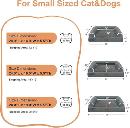 Medium Dog Bed Orthopedic Washable: Beds Bolster Medium Sized Dogs Bed Egg Crate Foam Couch Sofa Waterproof with Removable Cover - Dark Grey