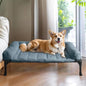 Veehoo Orthopedic Elevated Dog Bed with Fluffy Plush Bolster Cushion, Indoor Raised Dog Beds for Large Dogs, Soft Pet Sofa Cot with Removable Washable Mat, No-Slip Feet, 32 x 25 inches, Haze Blue