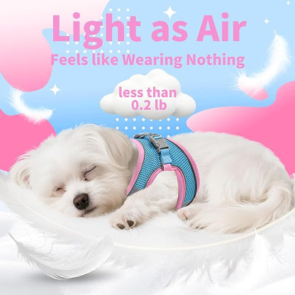 AIITLE Escape Proof Dog Harness - Step in Adjustable Dog Harness No Choke Over with Breathable Mesh and Quick-Release Buckle for All Weather- Outdoor Walking, Training for Medium Dogs Pink XL