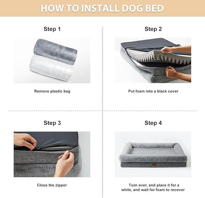 BFPETHOME Dog Beds for Small Dogs, Washable Dog Bed with Sides, Orthopedic Medium Sized Soft Mats with Removable Cover & Waterproof Pet Mat for Pet