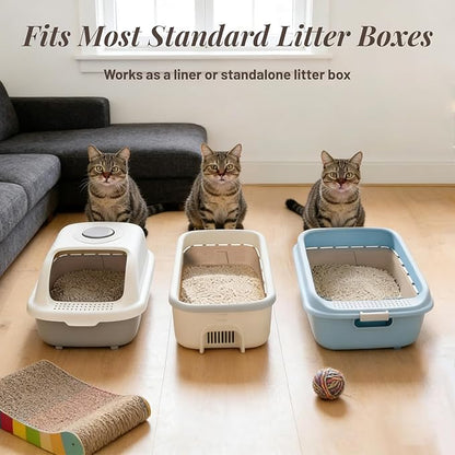 10 Pack Disposable Cat Litter Boxes, Durable Leak-Proof Cardboard Kitty Litter Trays for Temporary Use, Litter Box Liners & Travel, Ideal for Picky Cats