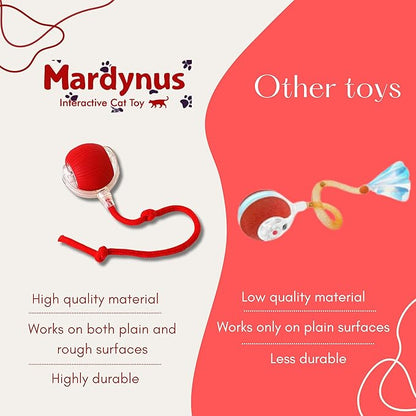 Speedy Tail 2.0 Cat Toy, 360°Automatic Rolling Ball, Smart Interactive Cat Toy, Smart Jumping Ball for Dogs, Speedy Tail 3.0, Automatic Dog Walker (Red)