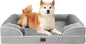 EHEYCIGA Orthopedic Dog Beds for Large Dogs, Waterproof Memory Foam Large Pet Bed with Sides, Non-Slip Bottom and Egg-Crate Foam Dog Couch Bed with Washable Removable Cover, Grey