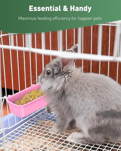 Pawfly Hanging Feeder, Food and Water Container, 6 Pcs Plastic Keepers for Cages Rabbit, Feeding Dishes Coop Cups for Parrots Hamsters Guinea Pigs & Other Small Pets