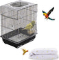 Bird Cage Seed Catcher, Seed Catcher Guard Net Cover, Parrot Nylon Mesh Net Cover, Universal Soft Airy Cage Net Stretchy Skirt for Round Square Cages (Star-White, 15.7" x87")