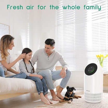 Afloia Air Purifiers for Home Large Room Up to 880 Ft², Efficient Filter Air Cleaner for Allergies, Pets Hair Odor Dust Smoke Mold Pollen, Fillo White