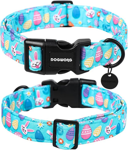 DOGWONG Easter Dog Collar, Colorful Egg Dog Collar Soft Durable Adjustable Costume Cute Easter Puppy Collar for Small Medium Large Dog