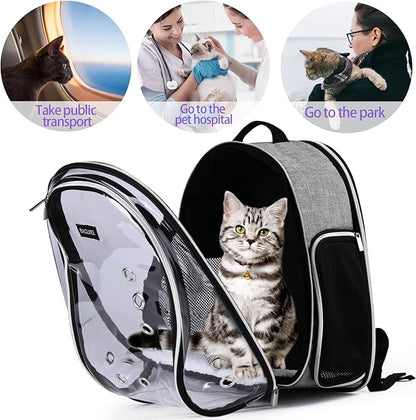 BAGLHER Cat Carrier Backpack Bubble - Fit Up to 18 Lbs - Airline-Approved Dog Backpack Carrier for Small Pets Puppies Dogs Bunny, Space Capsule Dog Carrier Backpack for Travel Outdoor Hiking, Grey