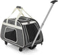 PETSFIT Large Pet Carrier with Wheels Designed for 2 Small Dogs/Multiple Kittens/Medium Dogs with Adjustable Safety Rope & Waterproof Bottom(𝑵𝒐𝒕 𝒂𝒊𝒓𝒍𝒊𝒏𝒆 𝒂𝒑𝒑𝒓𝒐𝒗𝒆𝒅)