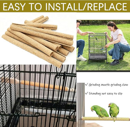20-Pack Sanded Perch Covers for Parakeets - Bird Perchs Covers 7.5" L x 3/8" D Bird perches for Parakeets, Lovebirds, Parrotlets, Canaries and Other Small Birds (20pcs Small 7.5" L x 3/8" D)