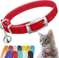 CollarDirect Leather Cat Collar, Kitten Collar with Removable Bell Black Blue Red Orange Lime Green (8-11 Inch, Red)