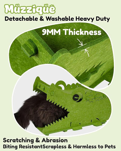 Cat Bed House, for 25 LBs Indoor Cats&Small Dogs, Large Cute Crocodile Felt Pet Perch, Insulated Washable Kitten Playhouse, Peekaboo Kitty Cave, Enclosed Puppy Nest, Multi Layer Bedside Cube Furniture