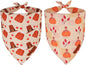 ADOGGYGO Thanksgiving Dog Bandanas 2 Pack, Reversible Turkey Pumpkin Pet Scarf Bib, Adjustable Fit Orange Thanksgiving Bandana for Medium Large Dogs (Large)