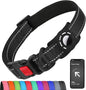 Airtag Dog Collar with AirTag Holder for Medium Dogs, Reflective, Soft Padded & Safety Locking Buckle, Nylon Pet Collars Adjustable for All Breeds, Black,M
