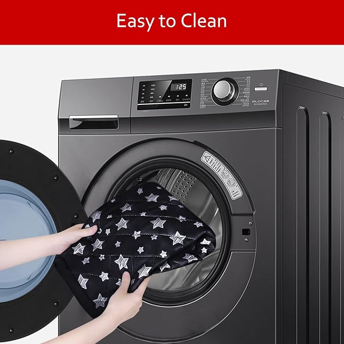 Waterproof Dog Bed Covers Replacement Washable Pet Hair Easy to Remove, Noiseless Quilted Puppy Pet Bed Cover Lovely Black Star Print 22x35 Inches, for Dog/Cat, Cover Only