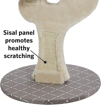 MidWest Homes for Pets Salvador Cat Tree with Built-in Sisal Scratching Pad & Cat Look-Out Lounge, Mushroom/Diamond Pattern