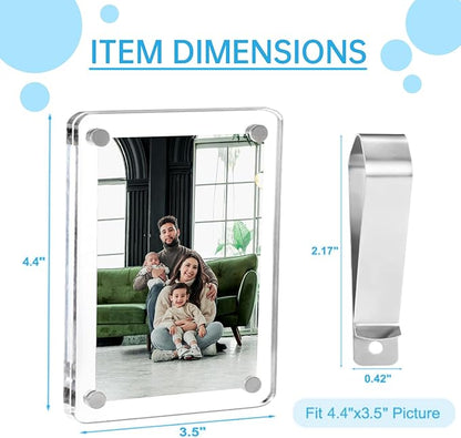 2 Pack Magnetic Car Visor Photo Holder – Personalized Acrylic Clip for Family, Pets, Travel Pictures – Easy Snap-On Car Accessory for Sun Visor (2 Pack, 3.5''x4.4'')