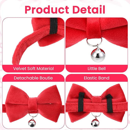 20 Pcs Cat Bowtie Collars with Bell, Solid Colors Kitten Bow Breakaway Cat Bowtie for Boys Girls, Adjustable Pet Collar with Safety Buckle Kitten Puppy Pet Accessories