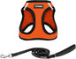 Best Pet Supplies Voyager Step-in Air All Weather Mesh Harness and Reflective Dog 5 ft Leash Combo with Neoprene Handle, for Small, Medium and Large Breed Puppies - Orange/Black Trim, Small