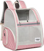Cat Backpack Carrier for Small Dogs and Medium cat Puppy Kitten Bunny Pet Carrier Backpack Collapsible with Fully Ventilated Mesh with Safety Leash (Pink, 12.9" L x 10.62" W x 15.5" H - M)