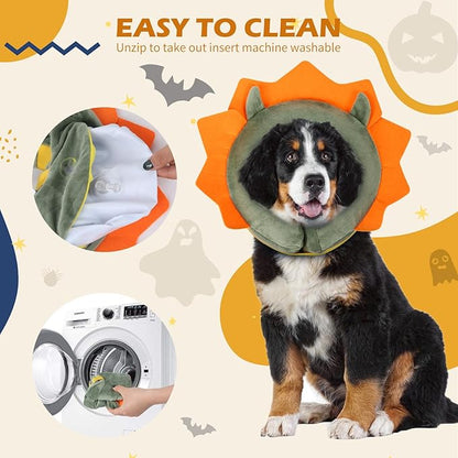IEUUMLER Inflatable Recovery Dog Collar, Protective Donut Cone, Adjustable Soft Collar for Dog and Cat After Surgery Prevent from Biting & Scratching EU002 - Green Demon L+